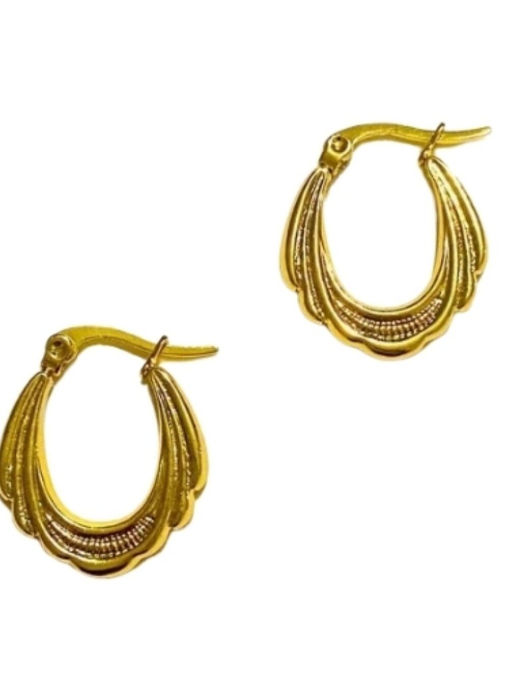 Elegant Gold-Plated Stainless Steel Hoop Earrings #19